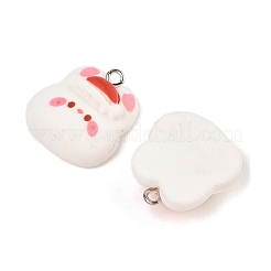 クリスマステーマの不透明樹脂ペンダント  プラチナ鉄ループ付き  兎  22x20x8mm  穴：2mm&nbsp;RESI-S08-05G