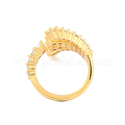 Brass Micro Pave Clear Cubic Zirconia Open Cuff Rings&nbsp;RJEW-U009-08G-02