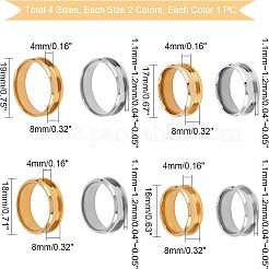 8Pcs 8 Style 201 Stainless Steel Grooved Finger Ring Settings&nbsp;MAK-UN0001-37