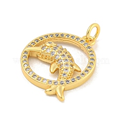 Rack Plating Brass Micro Pave Clear Cubic Zirconia Pendants&nbsp;KK-K341-58G