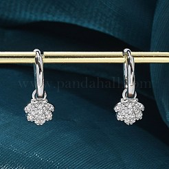真鍮クリアキュービックジルコニアフープピアス  シェル形状  プラチナ  20.5x8.5x13.5mm&nbsp;EJEW-Q014-06P