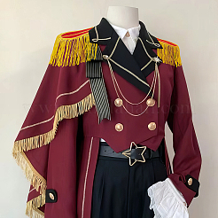 布製のタッセル肩章  ブローチ付き  服飾材料  レッド  120x78x8mm&nbsp;DIY-WH0816-203B