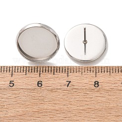 201ステンレススチールスタッドピアスセッティング  ラウンド  304ステンレスピン付き  ステンレス鋼色  13x16mm  内径：14mm&nbsp;SA-CBAB174-01P-A