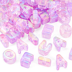 50Pcs 5 Styles UV Plating Rainbow Iridescent Acrylic Beads&nbsp;OACR-TA0004-67F