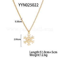 エレガントな304ステンレススチール製ホワイトエナメルスノーフレークペンダントネックレス（女性用）  18KGP本金メッキ  20.08インチ（51cm）&nbsp;XM2904