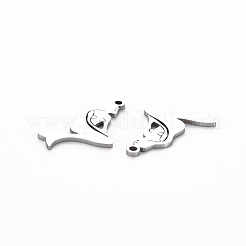 変色しない201ステンレススチールペンダント  切る  人魚  ステンレス鋼色  20x12x1mm  穴：1.2mm&nbsp;STAS-Q240-066P