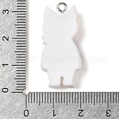 不透明樹脂猫ペンダント  プラチナメッキの鉄製ループが付いた漫画海賊子猫のチャーム  ロージーブラウン  32x15.5x6mm  穴：2mm&nbsp;RESI-S399-07B