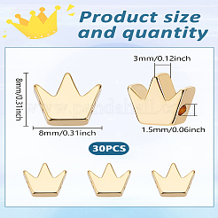 ジュエリークラフト製作用真鍮ビーズ30個  クラウン  ニッケルフリー  18KGP本金メッキ  8x8x3mm  穴：1.5mm&nbsp;KK-LP0001-49