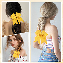 ゴム製ヘアゴム2個  ポリエステル蝶結び付き  女性・女の子用シュシュ/シュシュヘアタイ  ゴールド  内径：45.5mm&nbsp;MRMJ-SC0001-49D