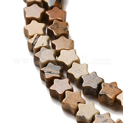 天然石ピクチャージャスパービーズ連売り  スター  4x4.5x2mm  穴：0.8mm  約102個/連  15.35インチ（39cm）&nbsp;G-G085-B20-01