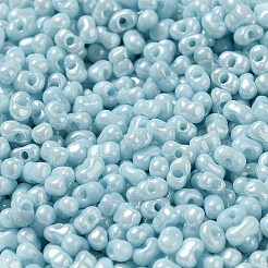 ガラスシードビーズ  ピーナッツ  ライトブルー  3.5~4x2~2.5x2~2.3mm  穴：0.8mm  約8000個/ポンド&nbsp;SEED-K009-02A-02