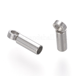 変色しにくい201ステンレススチールコードエンド  エンドキャップ  チューブ  ステンレス鋼色  7x2mm  穴：1.3~1.5mm  内径：1mm&nbsp;STAS-P118-07