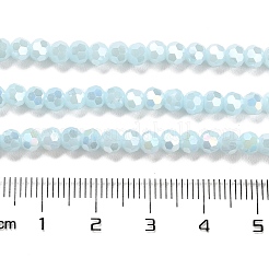 不透明ガラスビーズスタンド  ABカラー  ファセット（32ファセット）  ラウンド  ライトシアン  4.5x4mm  穴：1mm  約87~93個/連  32~33cm&nbsp;LS-EGLA-A035-P4mm-B10
