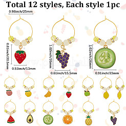 Fruits Alloy Enamel Wine Glass Charms&nbsp;HJEW-WH00046