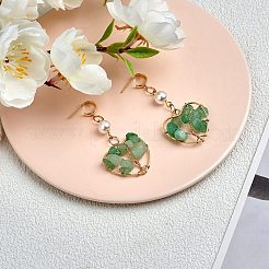 6個3スタイルの天然宝石ペンダント  天然ローズクォーツ＆グリーンアベンチュリン＆アメジスト  真鍮製のパーツと銅線を巻いたもの  木の心  18KGP本金メッキ  25.5x27x8mm  穴：2.6mm  約2個/スタイル&nbsp;FIND-SZ0002-70
