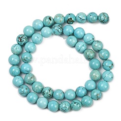天然マグネサイトビーズ連売り  染め＆加熱  ラウンド  シアン  8mm  穴：1mm  約48個/連  15.15インチ（38.5cm）&nbsp;G-K244-02-8mm-01