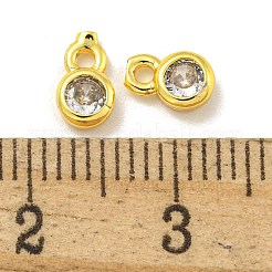 真鍮製マイクロパヴェキュービックジルコニアチャーム  長持ちメッキ  鉛フリー＆カドミウムフリー  フラットラウンド  ゴールドカラー  6x4x2mm  穴：1.2mm&nbsp;KK-L075-017G-01