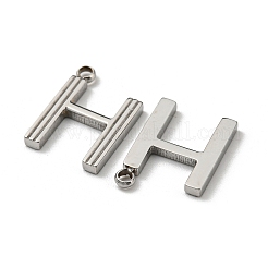 変色しない304ステンレススチールペンダント  文字チャーム  文字h  14x10x1.5mm  穴：1.4mm&nbsp;STAS-L022-022P-H