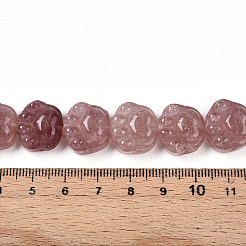 天然石ストロベリークォーツビーズ連売り  猫の足のプリント  14~14.5x15.5~16.5x7~8.5mm  穴：1mm  約13個/連  7.36''（18.7センチメートル）&nbsp;G-M108-A11-01