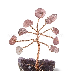 Natural Strawberry Quartz Chips Tree of Life Decorations&nbsp;DJEW-P022-03A-08