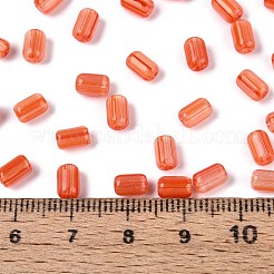 ドローベンチスタイルのキャットアイビーズ  コラム  レッドオレンジ  6x4mm  穴：1.4mm  約3000個/ポンド&nbsp;CE-T003-03A-01