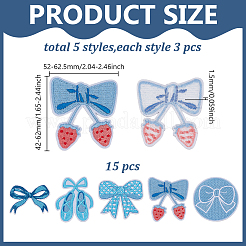 15Pcs 5 Styles Bowknot Theme Self Adhesive Computerized Embroidery Cloth Iron on/Sew on Patches&nbsp;DIY-AR0004-84