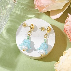 Handmade Glass Seed Beads Flower Stud Earrings&nbsp;EJEW-MZ00277-02