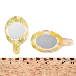 不透明セルロースアセテートペンダント  鏡  シャンパンイエロー  50x28x2.5mm  穴：2.5mm&nbsp;OACR-S046-01C