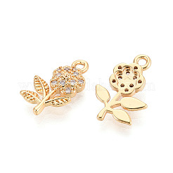 Brass Micro Pave Clear Cubic Zirconia Pendants&nbsp;KK-T074-112A-G
