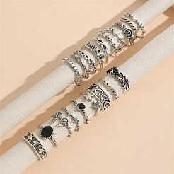19Pcs Alloy Enamel Finger Cuff Rings Sets&nbsp;FS-WG6B9E0-01