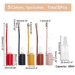 5Pcs 5 Colors Plastic Hand Sanitizer Bottle with PU Leather Cover&nbsp;KEYC-WR0001-34