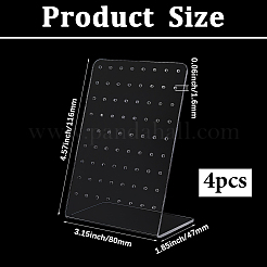アクリルイヤリングディスプレイ4個  L字型イヤリングディスプレイスタンド  透明  8x4.7x11.6cm  穴：1.6mm&nbsp;EDIS-SP0001-04C