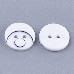 樹脂ボタン  2穴  フラットラウンド  ホワイト  15x3mm  穴：2mm  約1000個/袋&nbsp;BUTT-Q041-06A-08