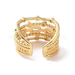 Clear Cubic Zirconia Rectangle Open Cuff Ring&nbsp;RJEW-P035-03G
