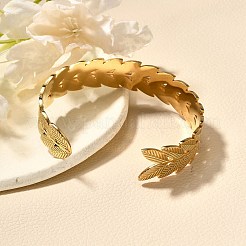 304 Stainless Steel Open Cuff Bangles for Women&nbsp;BJEW-Z083-02G-04