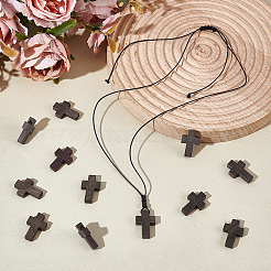木製ペンダント200個  クロスチャーム  ココナッツブラウン  21~22x14~15x4~5mm  穴：1.8mm&nbsp;WOOD-UN0001-14A