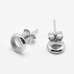 925スターリングシルバー製スタッドピアスパーツ  フラットラウンド  銀  6.5x1.5mm  トレイ：5mm  ピン：0.6mm&nbsp;STER-F032-02S