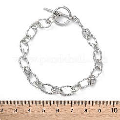 304 Stainless Steel Twisted Ovel Link Chain Bracelets for Women&nbsp;BJEW-A036-09P