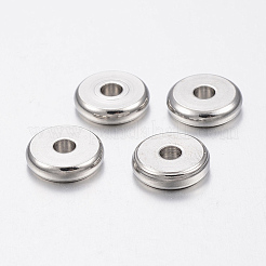 変色しにくい304ステンレススチールビーズ  フラットラウンド  ステンレス鋼色  10x2.5mm  穴：3mm&nbsp;STAS-H426-01-10MM