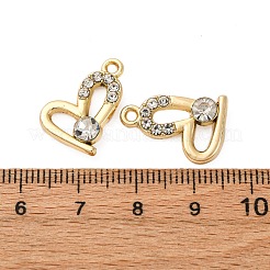 合金ラインストーンペンダント  ハート  ゴールドカラー  13x17.5x4mm  穴：1.6mm&nbsp;PALLOY-S052-01G-B