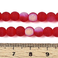 曇った透明ガラスビーズ連売り  ラウンド  半分メッキ  ABカラーメッキ  レッド  6~6.5mm  穴：0.9mm  約67~70個/連  14.57~15.16''（37~38.5センチメートル）&nbsp;LS-GLAA-T032-T6mm-MBB09