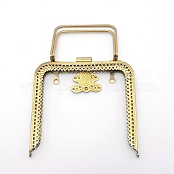 アイアン製がま口口金具  キスクラスプロック付き  バッグアクセサリー用  アンティークブロンズ  13.5x13.6x2.3cm&nbsp;FIND-WH0065-73AB