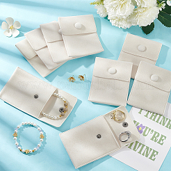 ベルベットのバッグ  鉄のスナップボタン付き  ジュエリーポーチバッグ  ギフトバッグ  乳白色  9.5x7.5cm&nbsp;TP-WH0005-01B