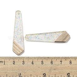 ウッドペンダント  樹脂と金箔  ポリゴン  クリアAB  49x12x4mm  穴：2mm&nbsp;FIND-B042-04B