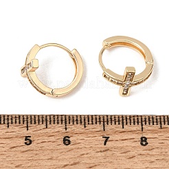 Brass Micro Pave Cubic Zirconia Hoop Earrings&nbsp;KK-CBACA55-18G