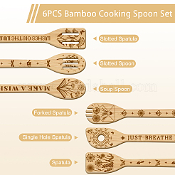 6 個竹スプーン & ナイフ & フォーク  デザート用食器  タンポポ  60x300mm  6スタイル  1個/スタイル  6個/セット&nbsp;AJEW-WH0411-067