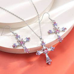 Bohemian Style Cross Alloy Rhinestone Pendant Necklace & Dangle Earrings Sets&nbsp;FS-WGD7F08-01