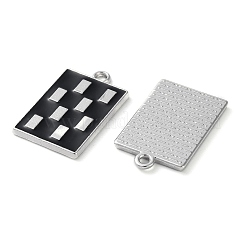 合金エナメルチャーム  鉛フリー＆カドミウムフリー  プラチナ  長方形のチャーム  ブラック  21.5x14x1.5mm  穴：1.6mm&nbsp;FIND-Z014-05P