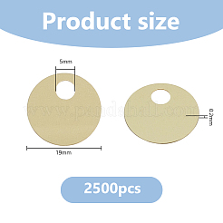 プラスチックペンダント2500個  フラットラウンド  ゴールド  19x0.2mm  穴：5mm&nbsp;KY-DC0001-51A