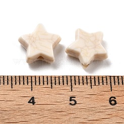 クラックオペークアクリルビーズ  模造ターコイズ  スター  湯通しアーモンド  10.2x11x4.5mm  穴：1.6mm&nbsp;OACR-Z026-06B